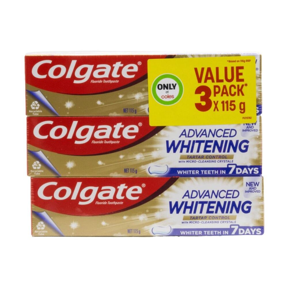 Colgate Advanced Whitening Tartar Control Toothpaste Value Pack 115g (3 Pieces)