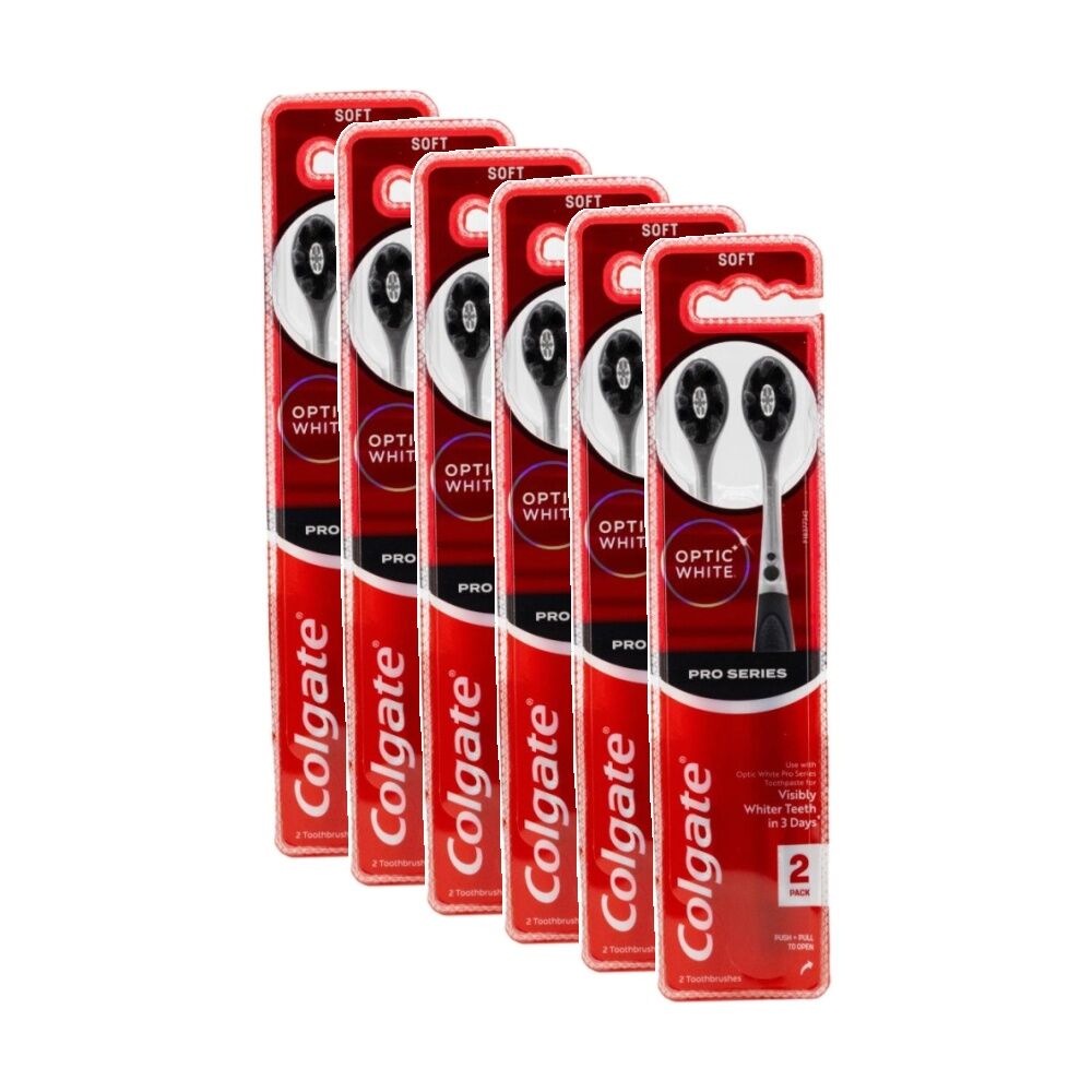 Colgate 2pc Colgate Toothbrush Optic White Pro Series Soft Assorted Colours (6 Pack)