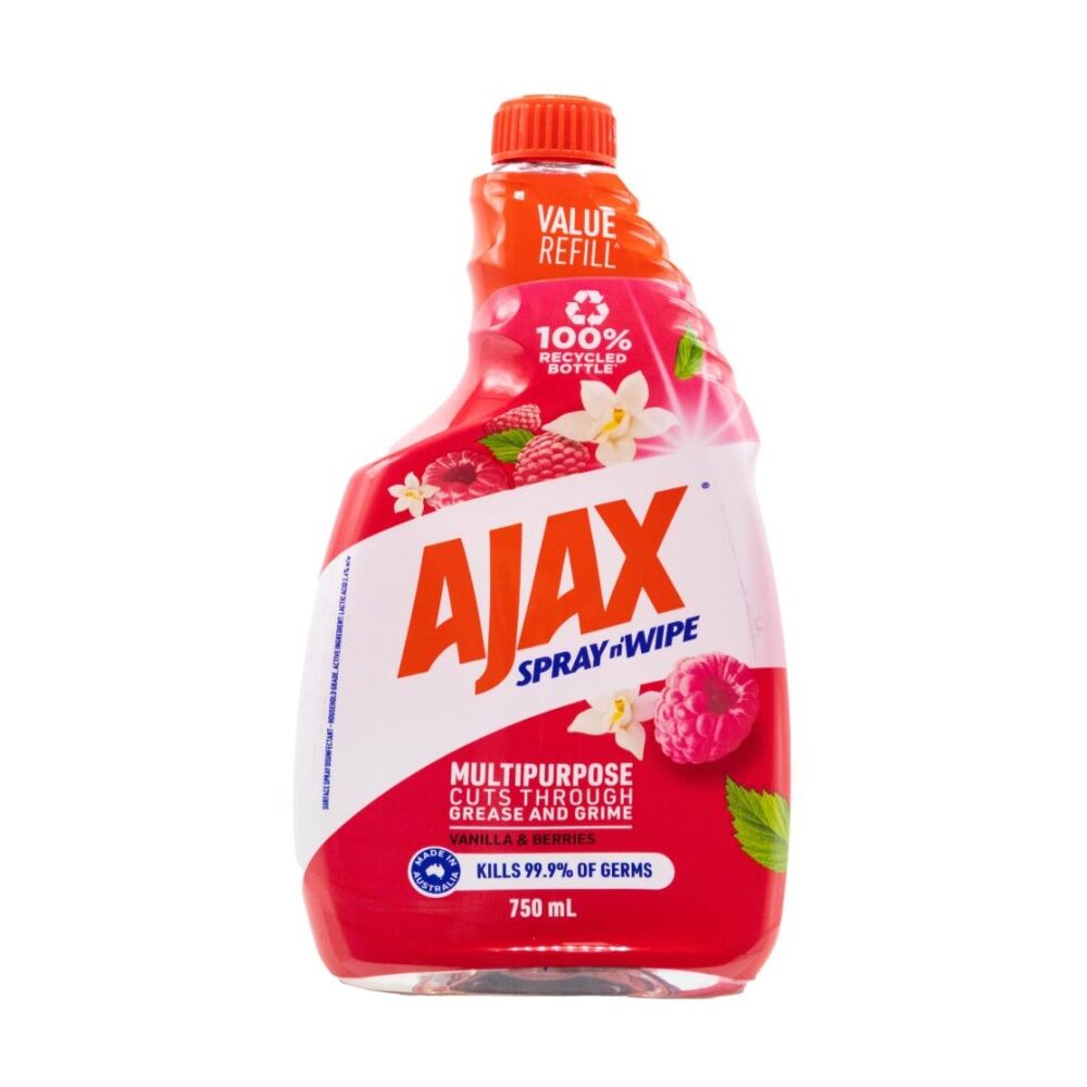 Ajax 750ml Vanilla And Berries Spray N Wipe Multi Purpose Cleaner Refill