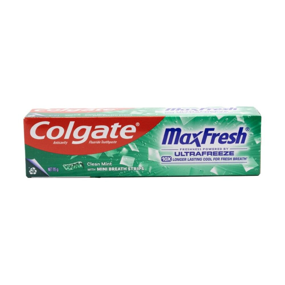Colgate Toothpaste Max Fresh Ultra Freeze Mini Breath Strips Mint 115g Colgate
