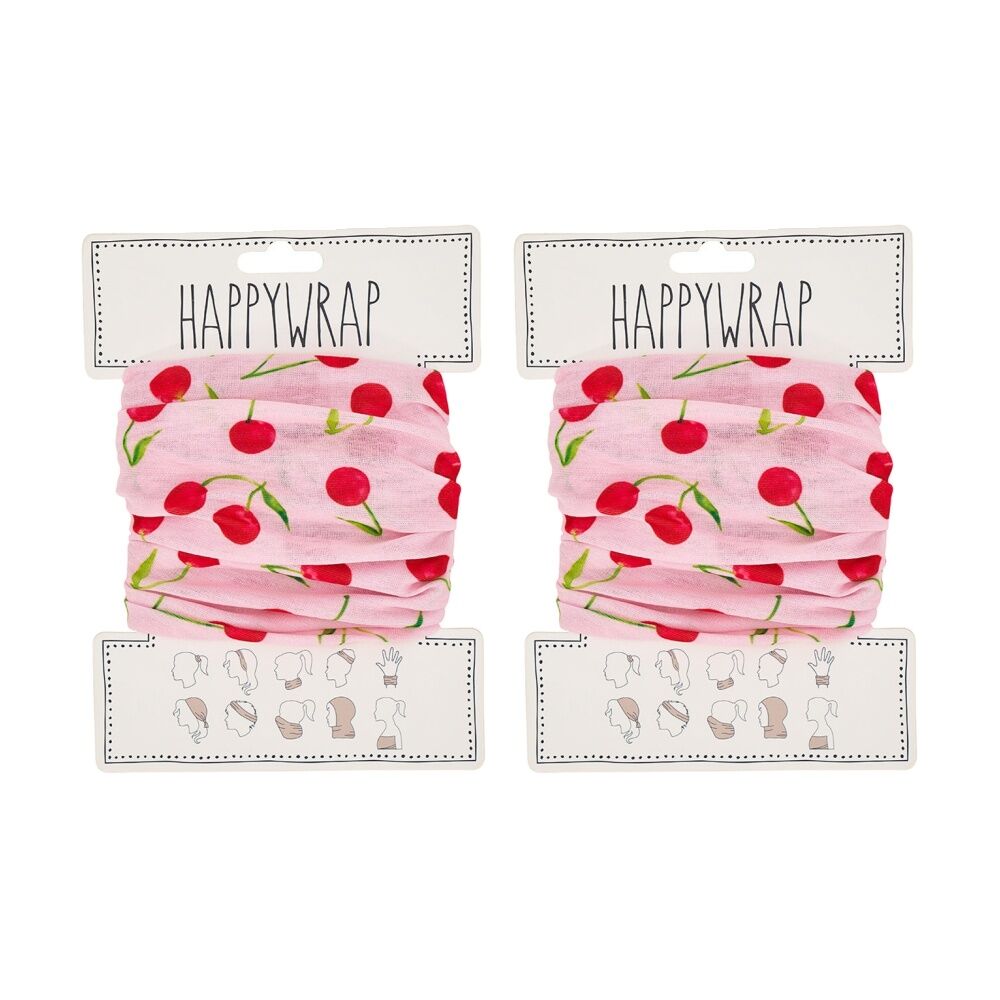 Happywrap Multi-Wear Cherry Print Headband Scarf Polyester 50x25cm (2 Pack)
