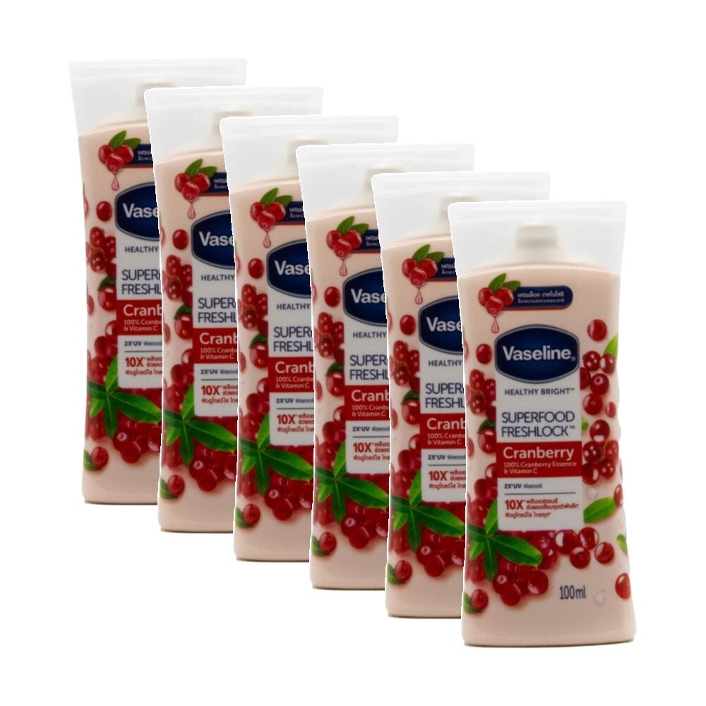 Vaseline Hydrating Moisturiser Body Lotion 100ml Cranberry Essence Vitamin C (6 Pack)
