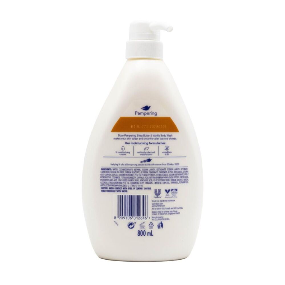 Dove Pampering Body Wash w/ Shea Butter And Vanilla Scent 800ml (6 Pack) — image 3