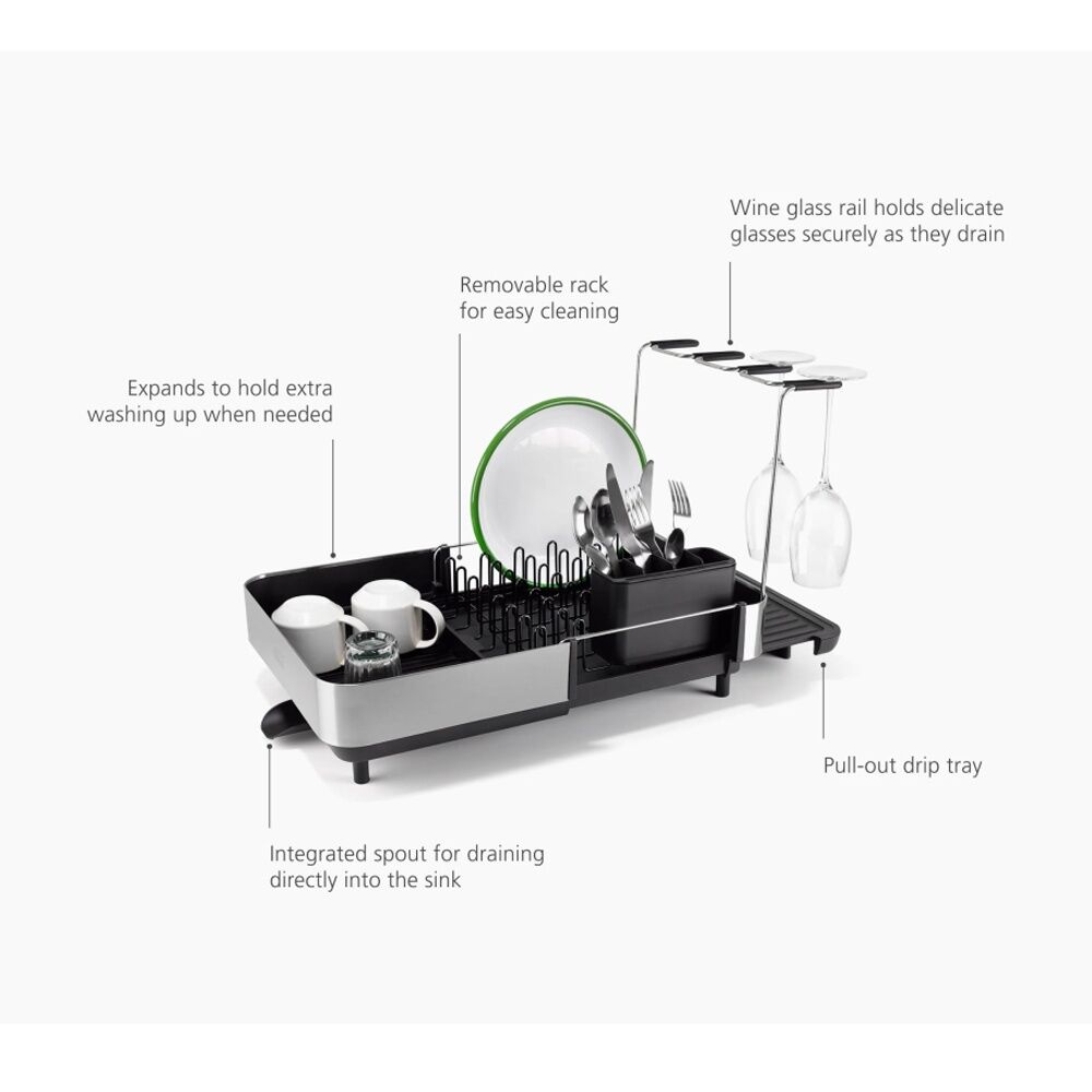 Joseph Joseph Black Extend Steel Plus Kitchen Dish Drying Rack — image 2