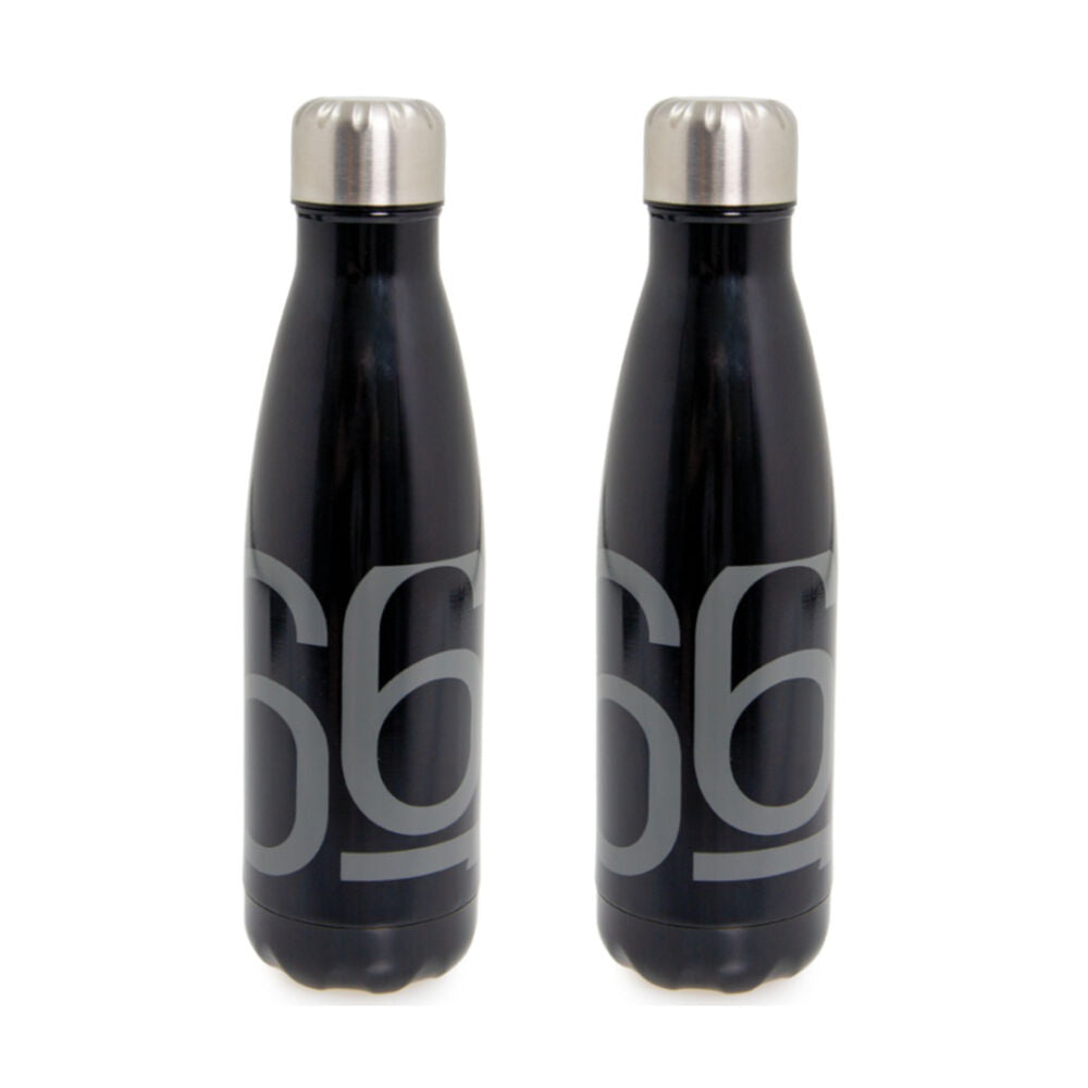66fit Stainless Steel Water Bottle Vacuum Insulated 500ml Black (2 Pack)