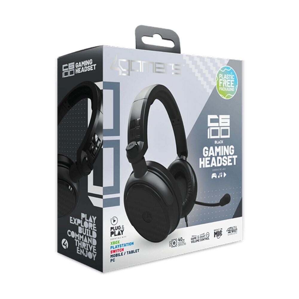 4gamers 3.5mm Blk C6-100 Multiplatform Compatible Wired Over Ear Gaming Headset — image 2