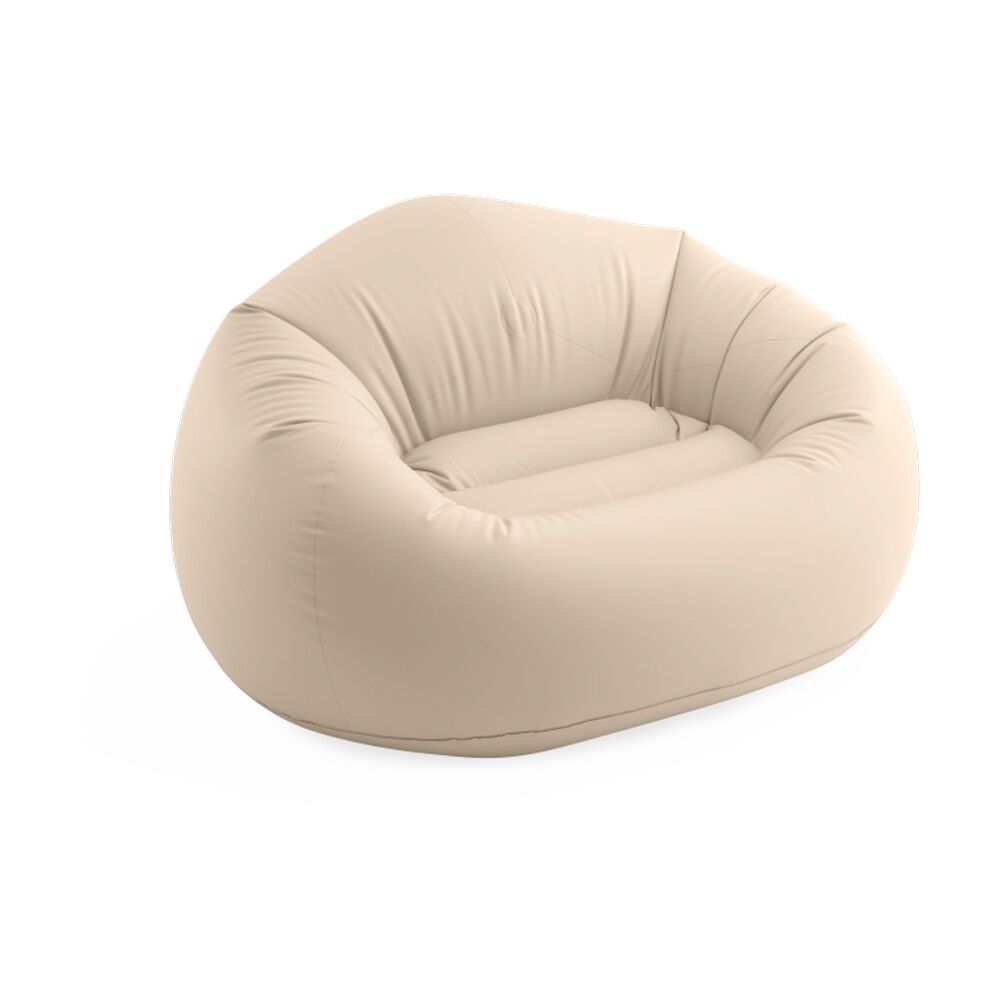 Intex Beanless Bag Inflatable Chair - 137cm x 127cm x 74cm - Modern Matte Finish - Repair Patch Included - Beige PVC