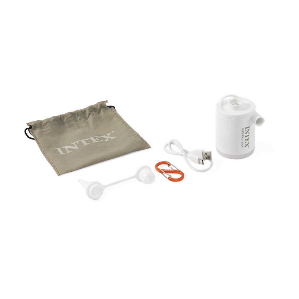 Intex Quickfill USB200R Tiny Air Pump White Rechargeable Battery LED Light