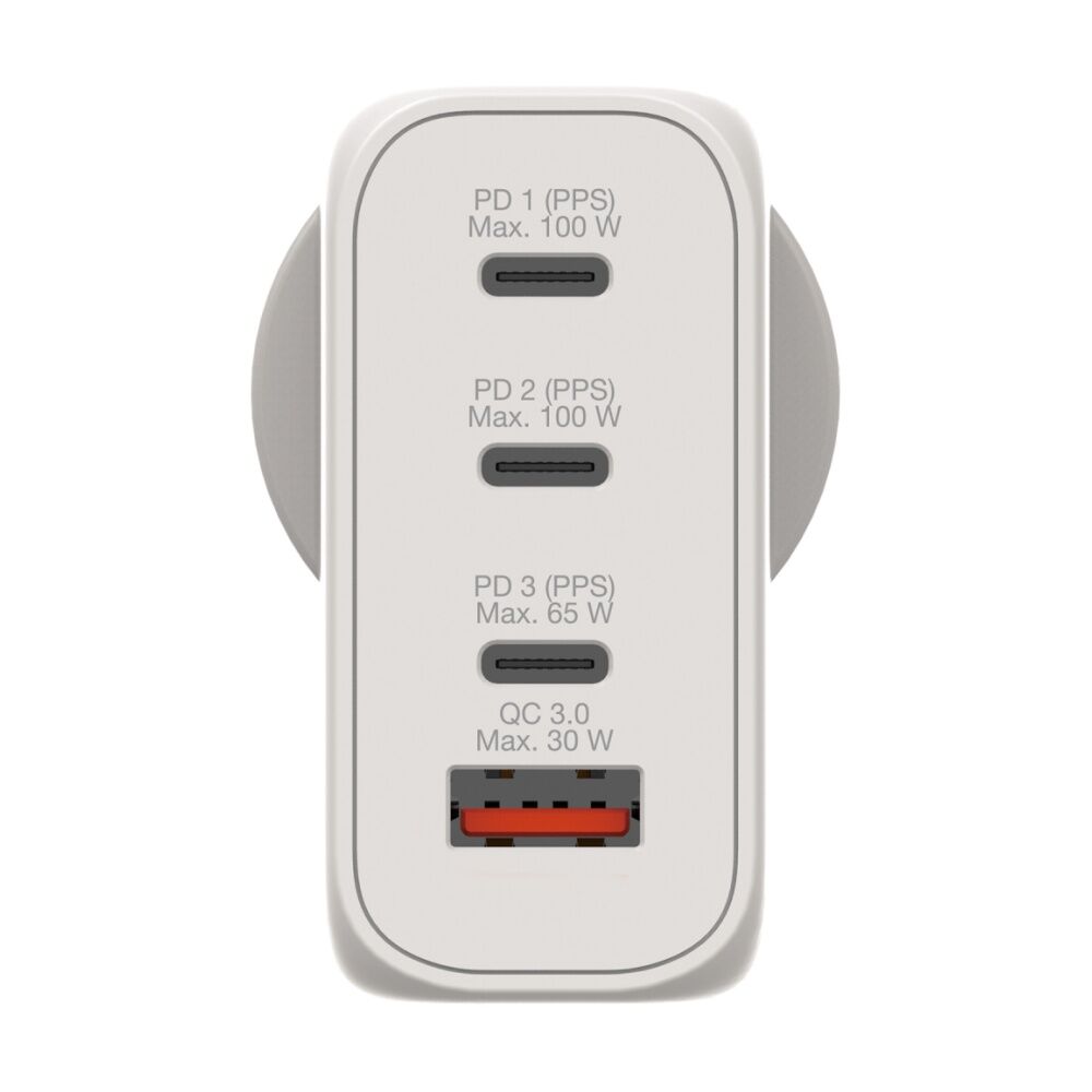 Verbatim White AU/NZ GaN Wall Plug Charger 100W USB 3C&1A 95 Percent PCR Plastic — image 4