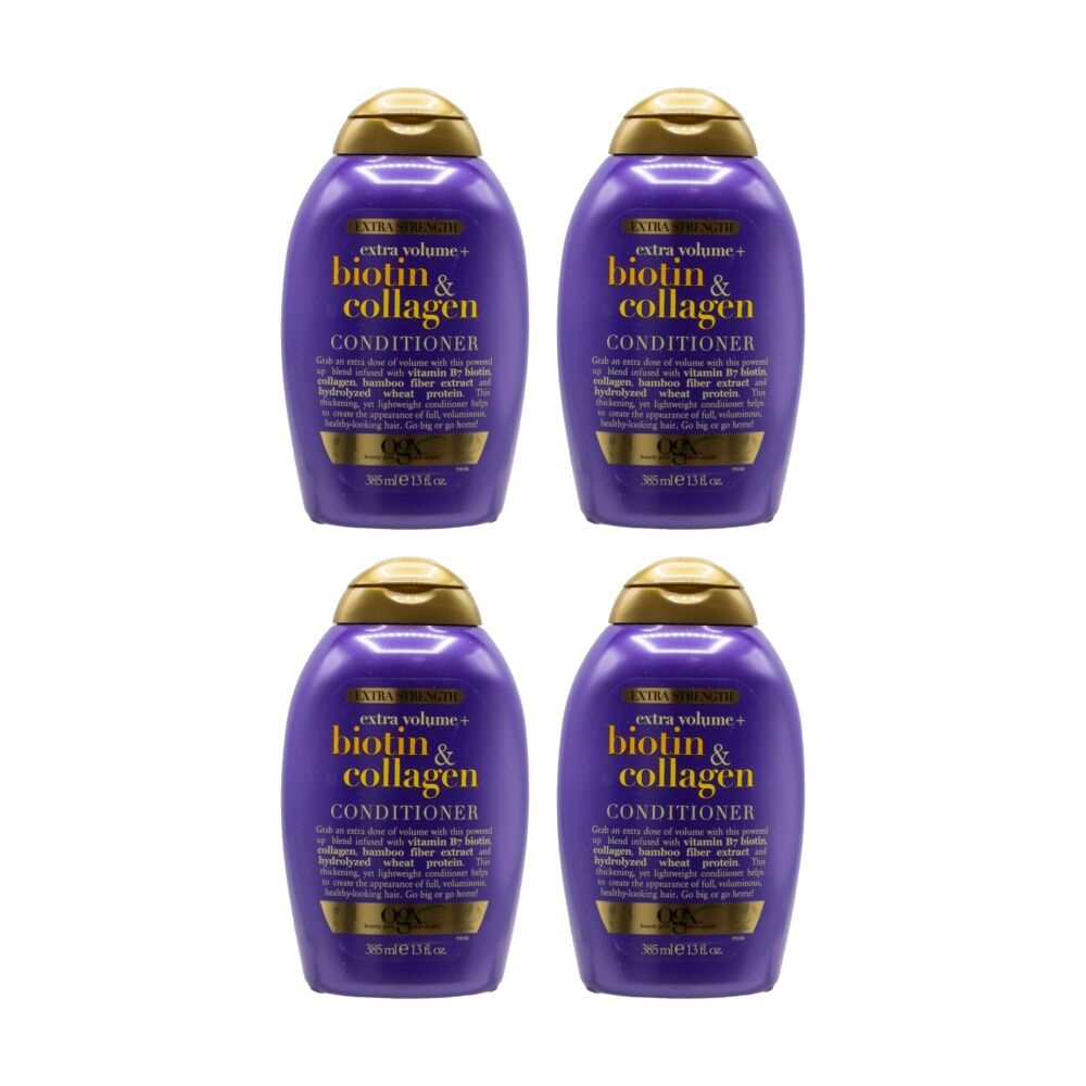 Ogx Biotin And Collagen Extra Strength Volume Hair Conditioner Bottle 385ml (4 Pack)