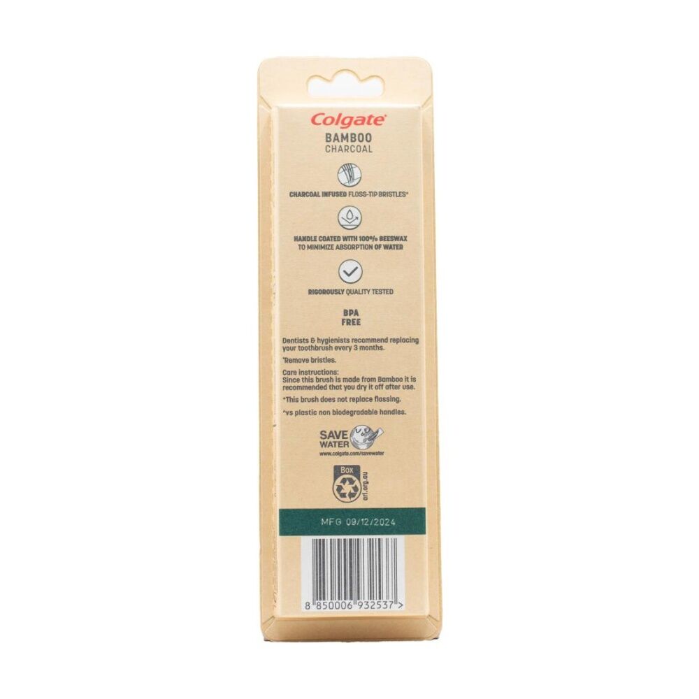 Colgate 2pc Colgate Oral Toothbrush Set w/ Natural Bamboo Charcoal Bristles Soft (12 Pack) — image 3