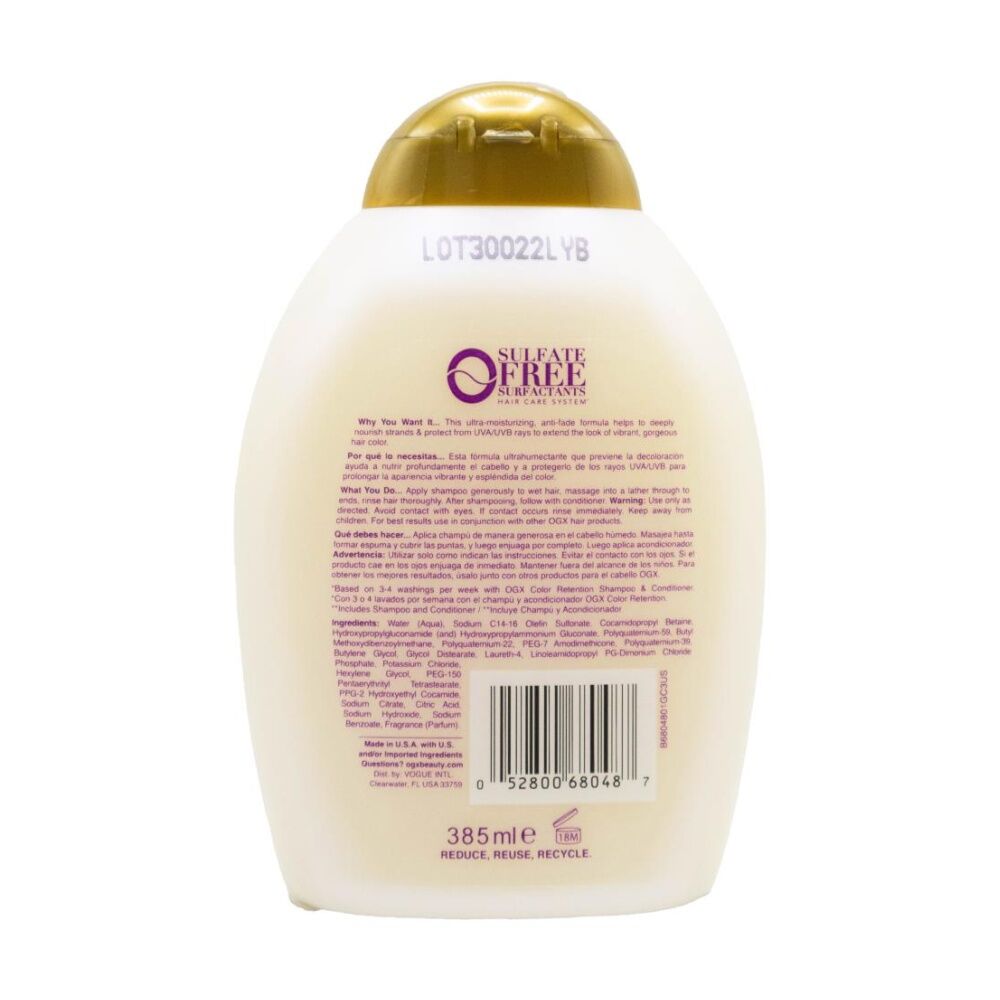 Ogx 385ml Vibrant Color Vibes Strengthening And Retention Hair Shampoo Bottle — image 2