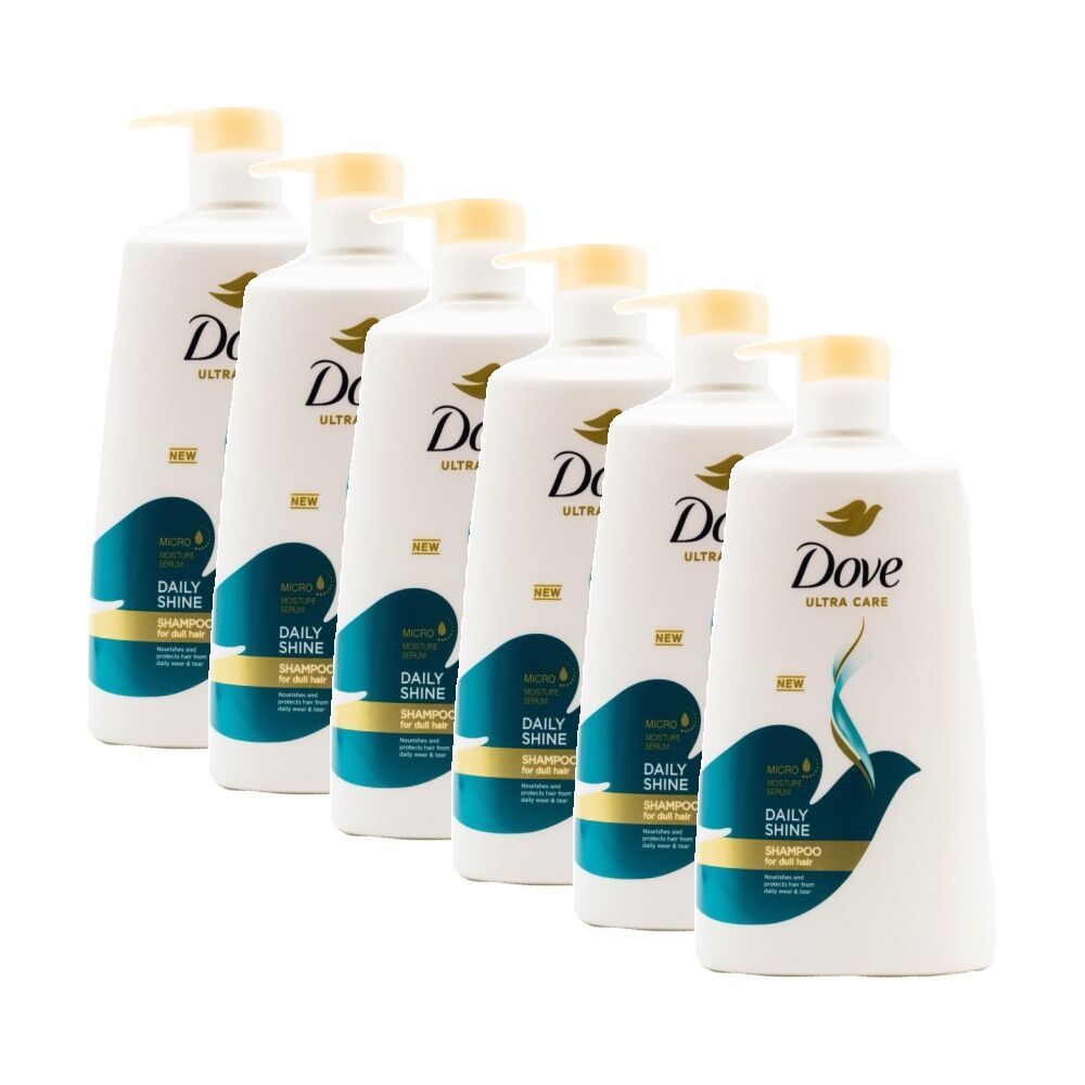 Dove Ultra Care Daily Shine Micro Moisture Serum For Dull Hair Shampoo 680ml (6 Pack)