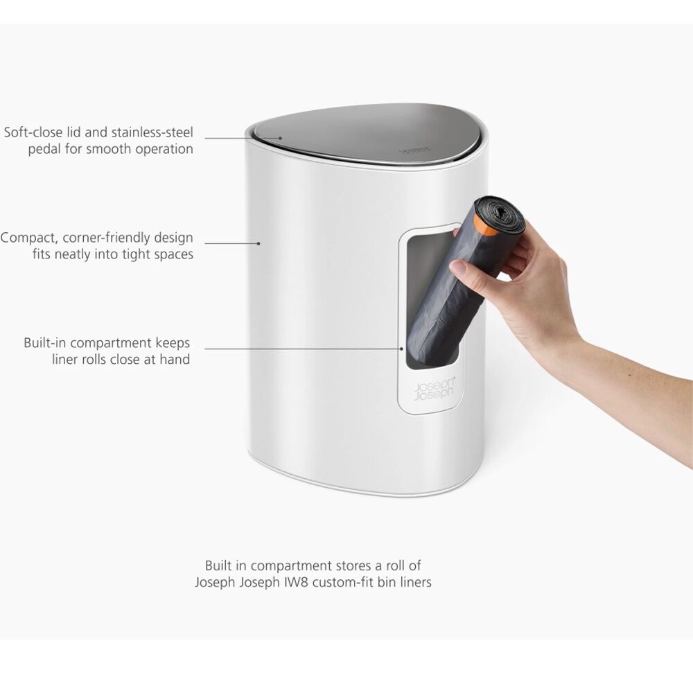 Joseph Joseph 5L Gloss White EasyStore Bathroom Rubbish Waste Bin — image 3