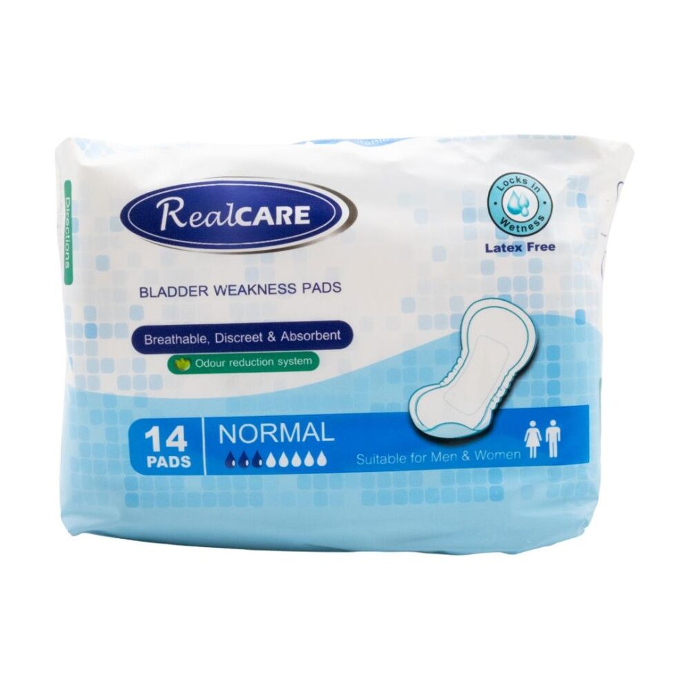 Real Care Bladder Weakness Pads Normal Absorbency Level 3 Men Women (14 Pieces)