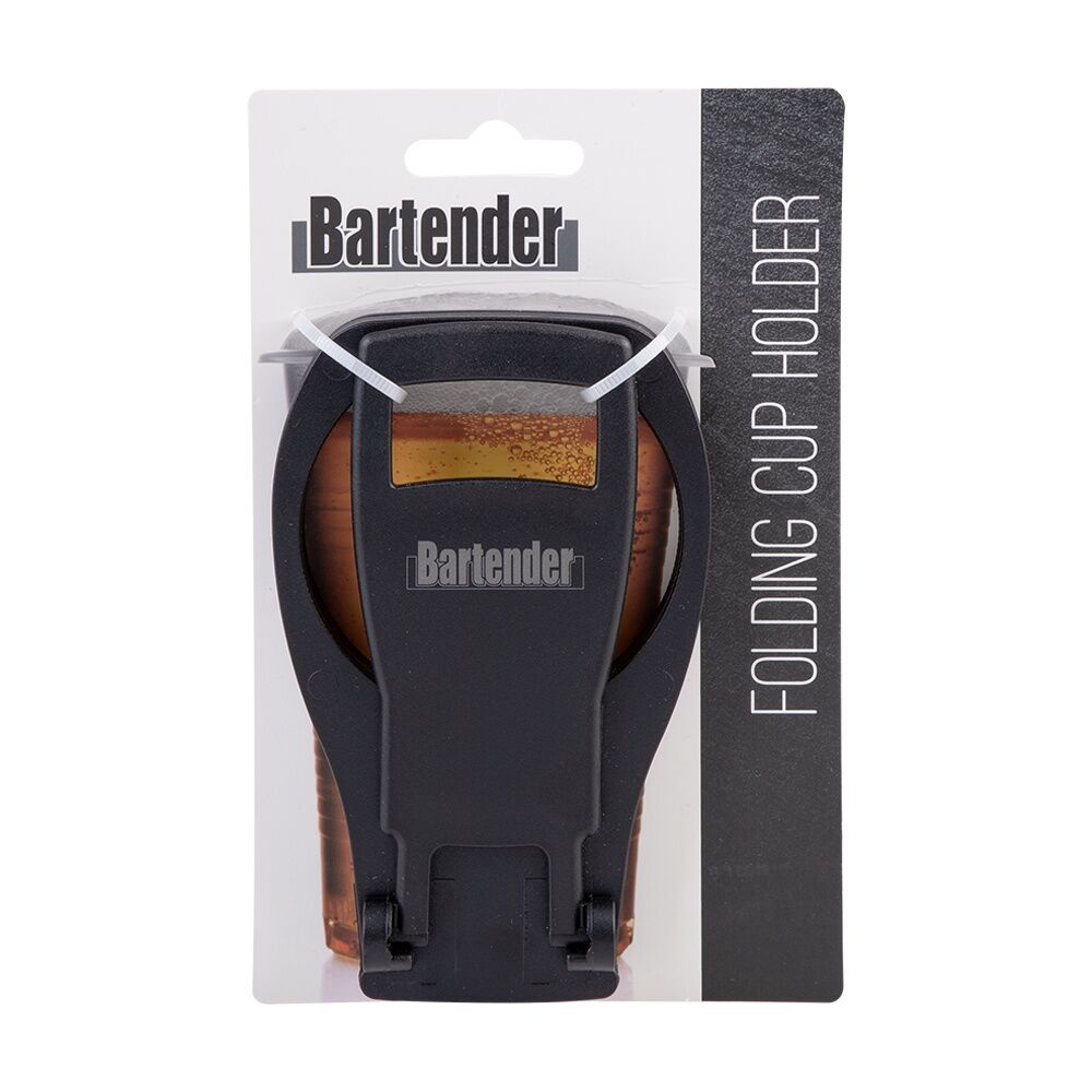 Bartender Portable Folding Cup Holder For Up To Four Cups Black Bartender