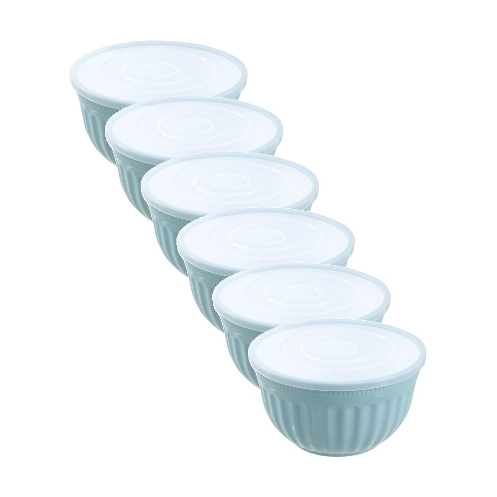 Lemon and Lime Salad Bowl Lidded Plastic Food Storage Container 2L Assorted (6 Pack)
