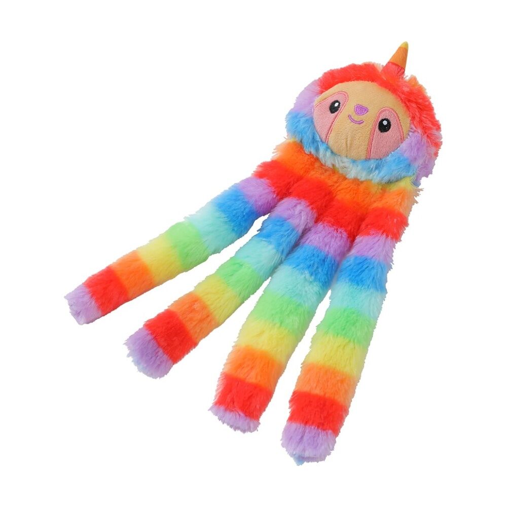 Paws and Claws Rainbow Plush Crinkle Octo-Sloth Dog Chew/Cuddle/Tug Squeaker Toy — image 2