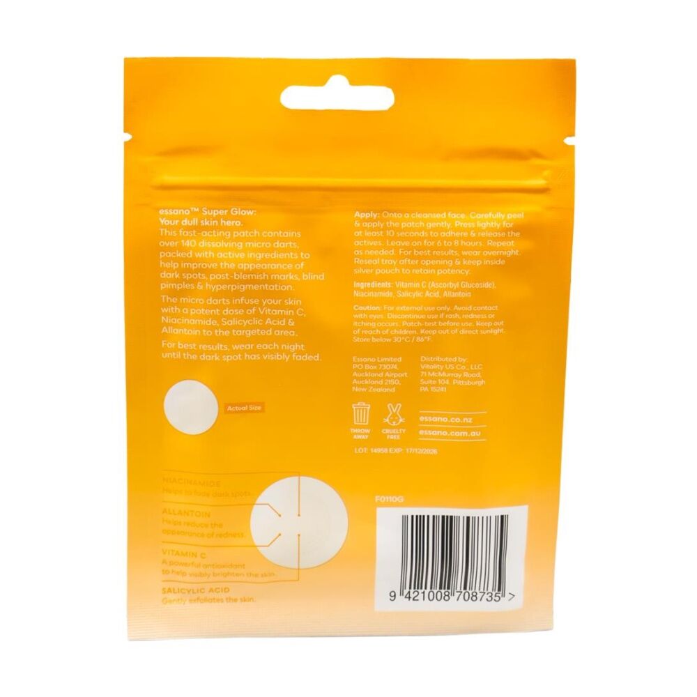 Essano 9pc Brightening Micro Dart Patches Vitamin C Niacinamide Salicylic Acid Targets Dark Spots Hyperpigmentation Nighttime Use Skincare Treatment — image 2