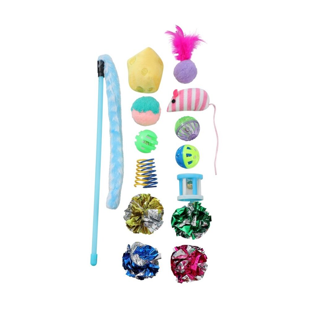 Paws and Claws Pet Cat Dangler/Batting/Pouncing Toy Play Set Multicoloured (15 Pieces) — image 2