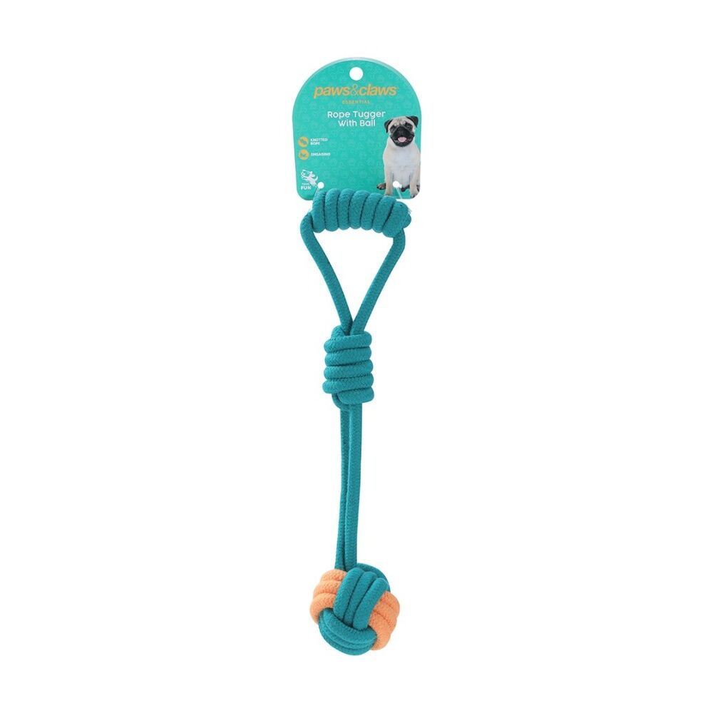Paws and Claws Assorted Pet Dog Rope Chew/Tug/Fetch Play Toy — Medium 30cm
