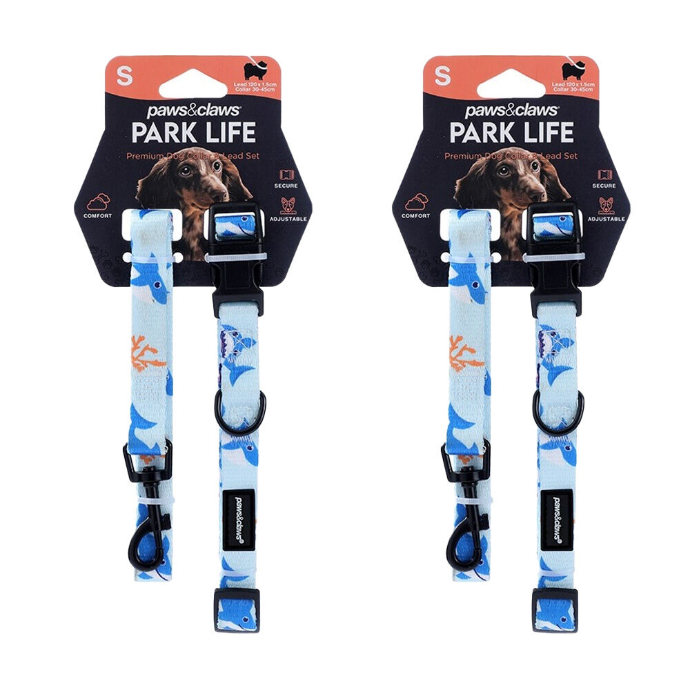 Paws and Claws Park Life Pet/Dog Collar & 120cm Lead Set Small Assorted (2 Pack)