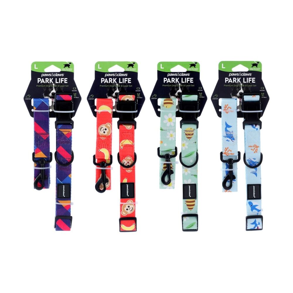 Paws and Claws Pet Dog Collar Lead Set Large 120x2.5cm 45-65cm — image 2