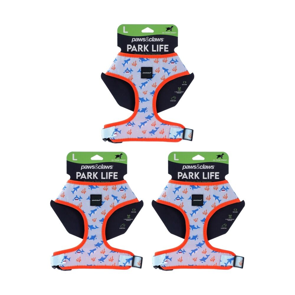 Paws and Claws Park Life Printed Pet Dog Harness Assorted Large 50-70cm (3 Pack)