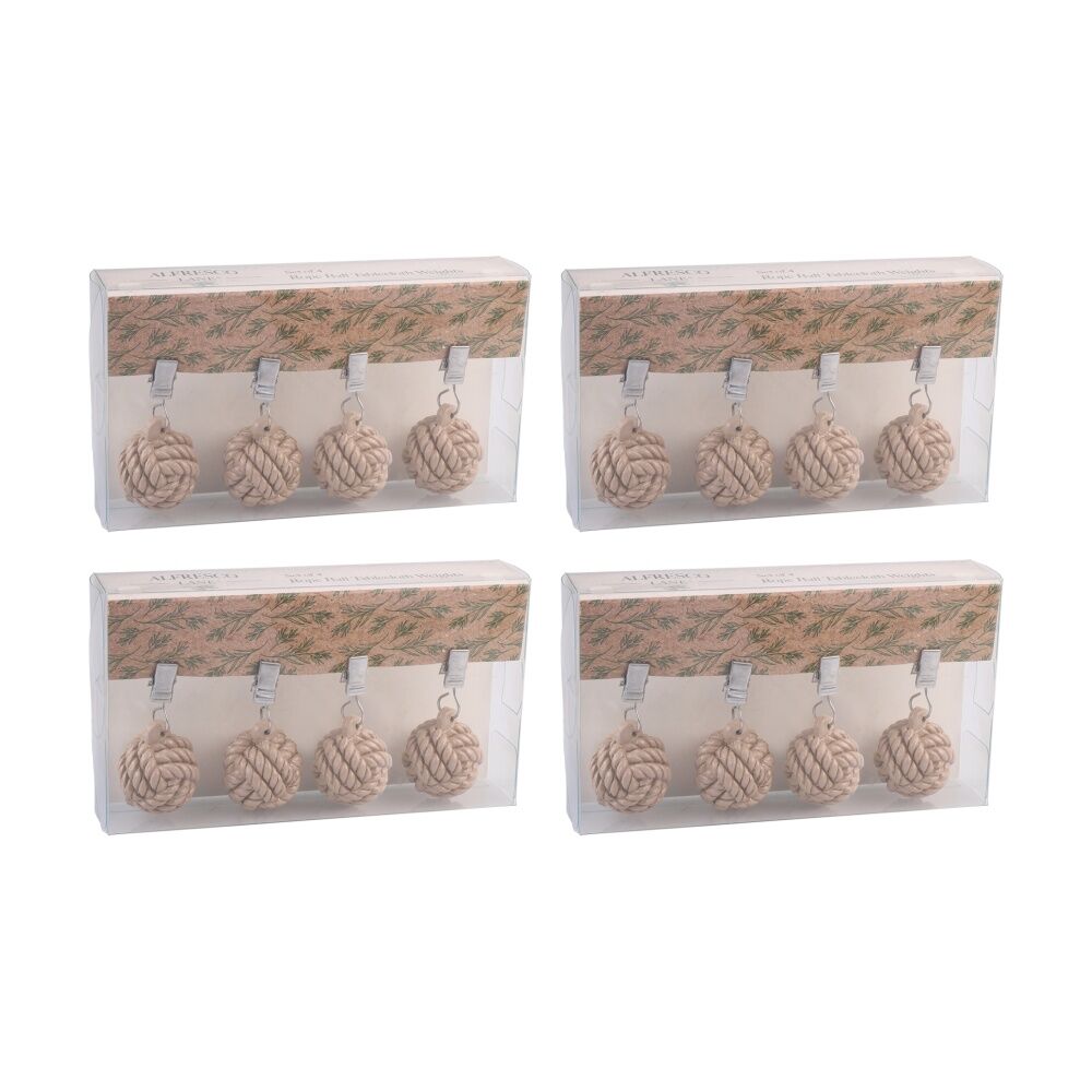Alfresco Lane 4pc Alfresco Lane Outdoor Tablecloth Weights Set Rope Balls Natural (4 Pack)