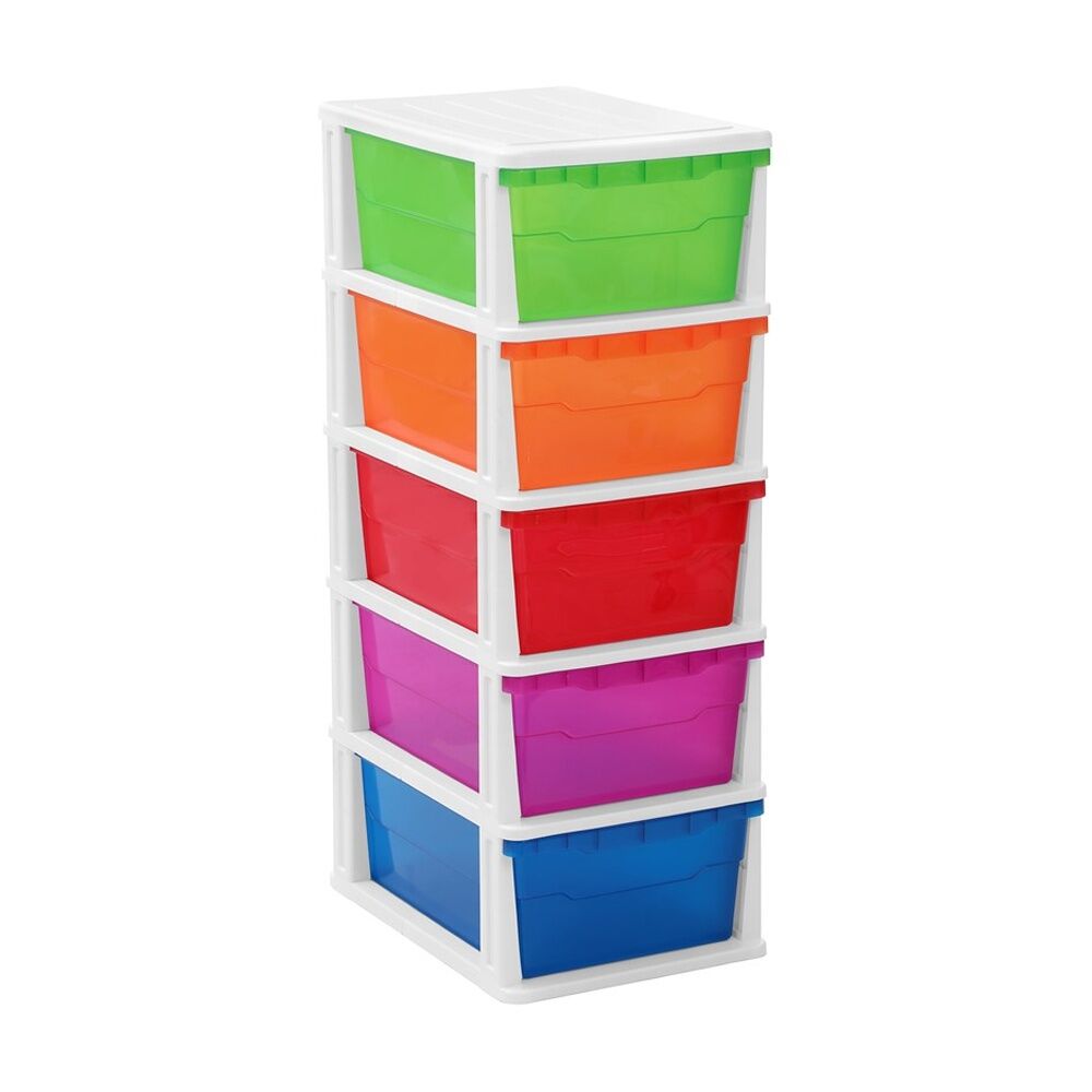 Boxsweden Multicolour Stakit 5 Drawer Organisation Storage Unit 31.5x43x87cm