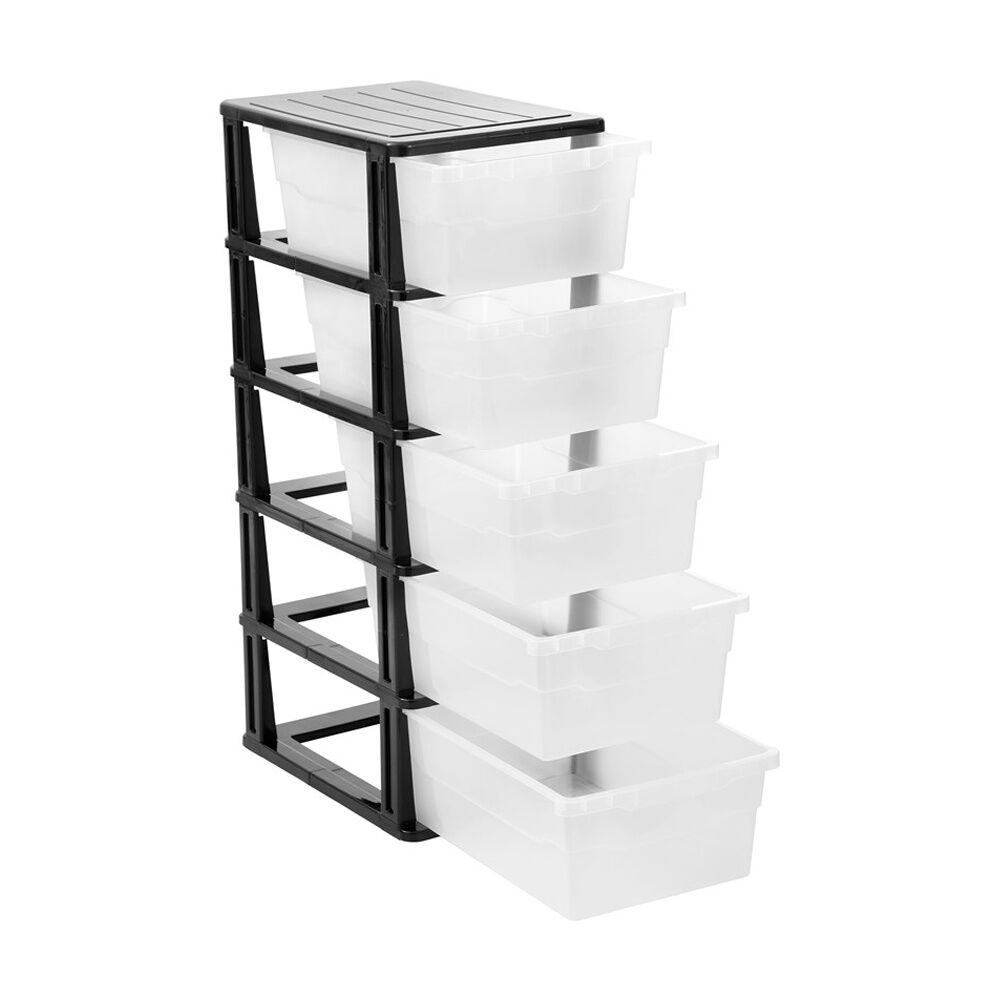 Boxsweden Black/White Stakit 5 Drawer Organisation Storage Unit 31.5x43x87cm — image 2
