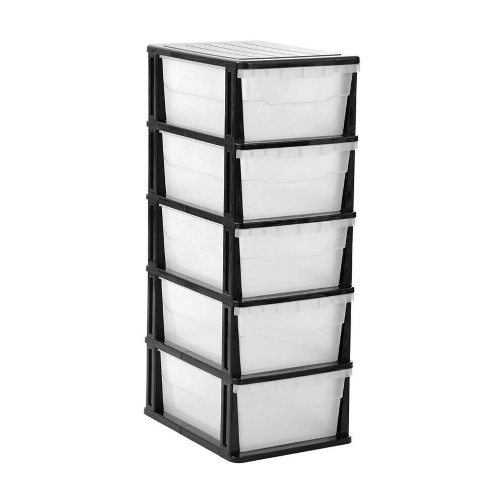 Boxsweden Black/White Stakit 5 Drawer Organisation Storage Unit 31.5x43x87cm — image 4