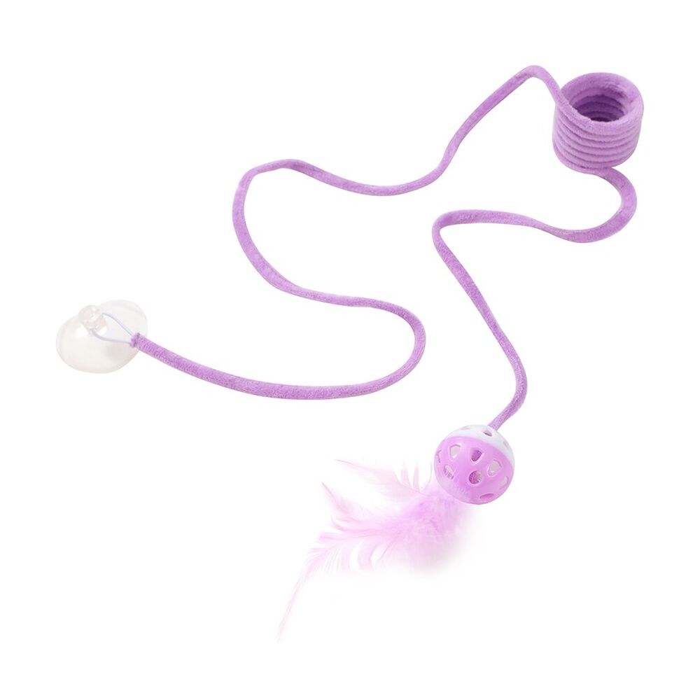 Paws and Claws Assorted Springing Cat Toy w/ Suction Feather Ball 95x4.5x4.5cm — image 2