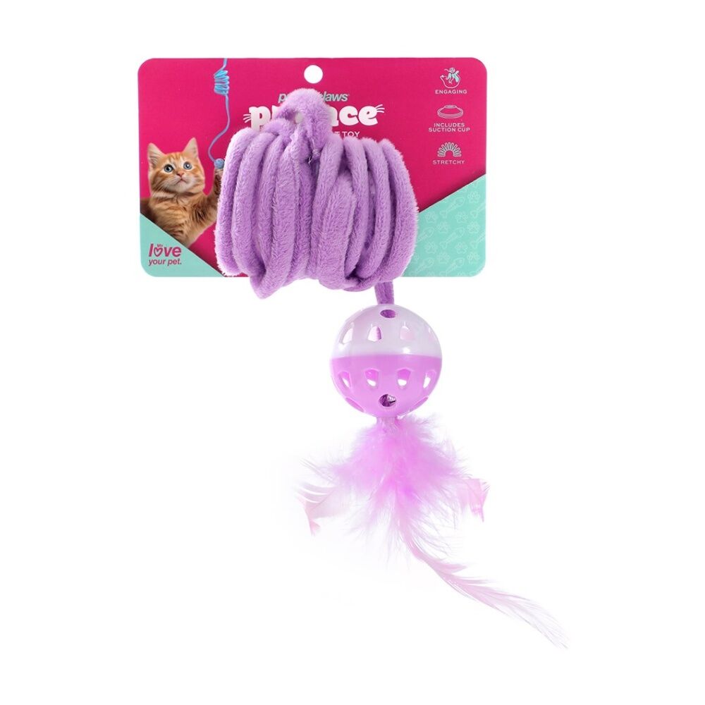 Paws and Claws Assorted Springing Cat Toy w/ Suction Feather Ball 95x4.5x4.5cm