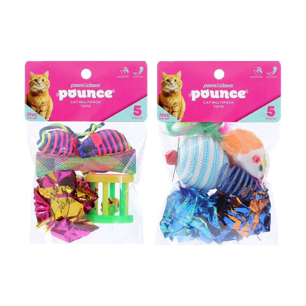 Paws and Claws Pounce Pet Cat Toys For Active Cats Assorted (5 Pieces) — image 2