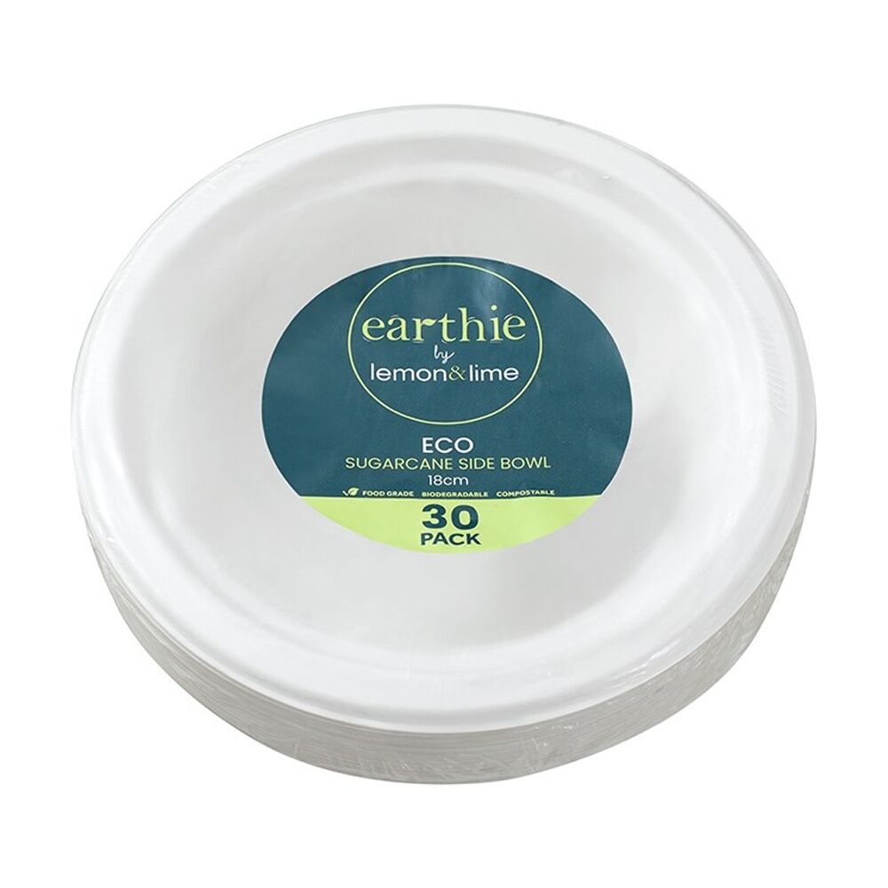 Lemon and Lime Sugarcane Side Bowl Compostable White 18cm (30 Pieces)