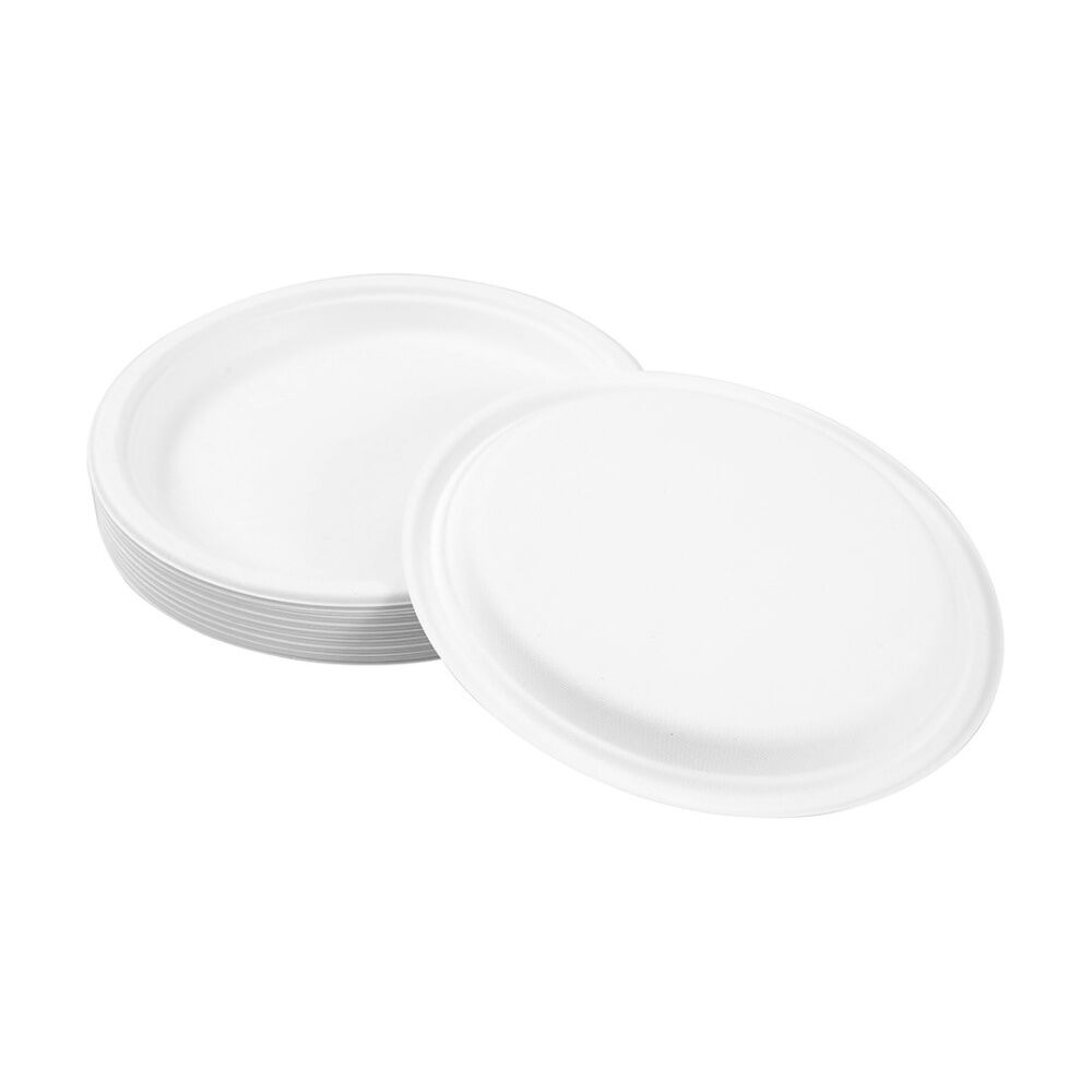 Lemon and Lime Sugarcane Dinner Plate Compostable White 26cm (25 Pieces) — image 5
