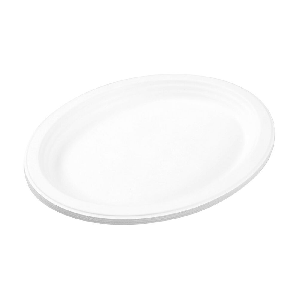 Lemon and Lime Sugarcane Oval Platter Compostable White 32x26cm (10 Pieces) — image 4