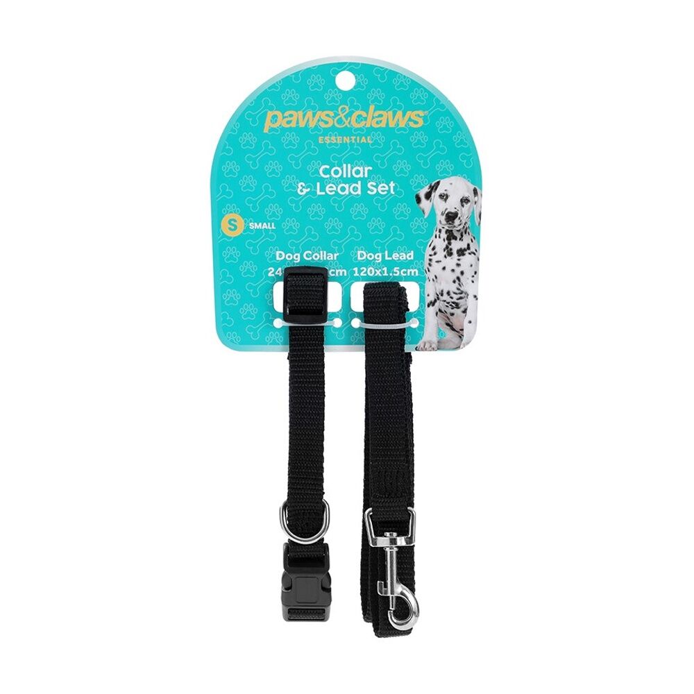 Paws and Claws Assorted Essentials Pet Dog Collar & Lead Set — Small