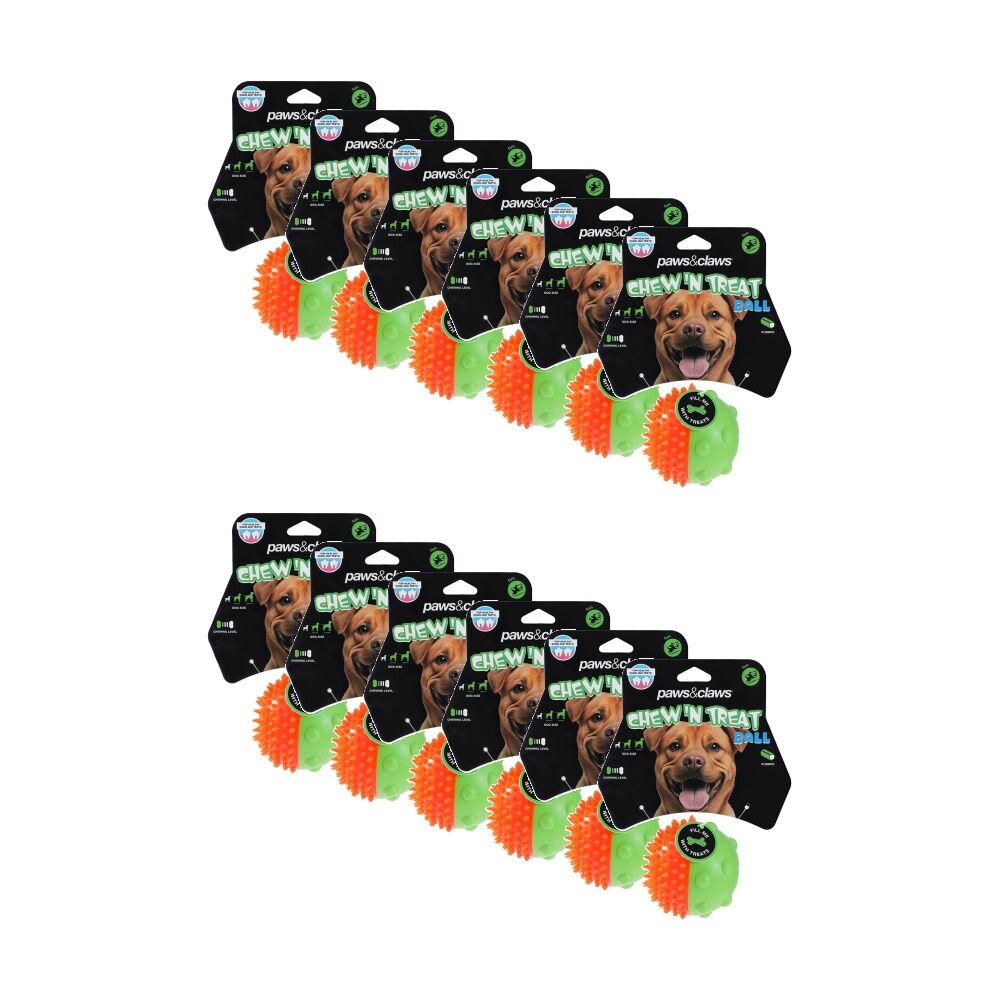 Paws and Claws Dental Treat Ball Pet Dog Toy Teeth Gum Cleaning 8.5cm Assorted (12 Pack)