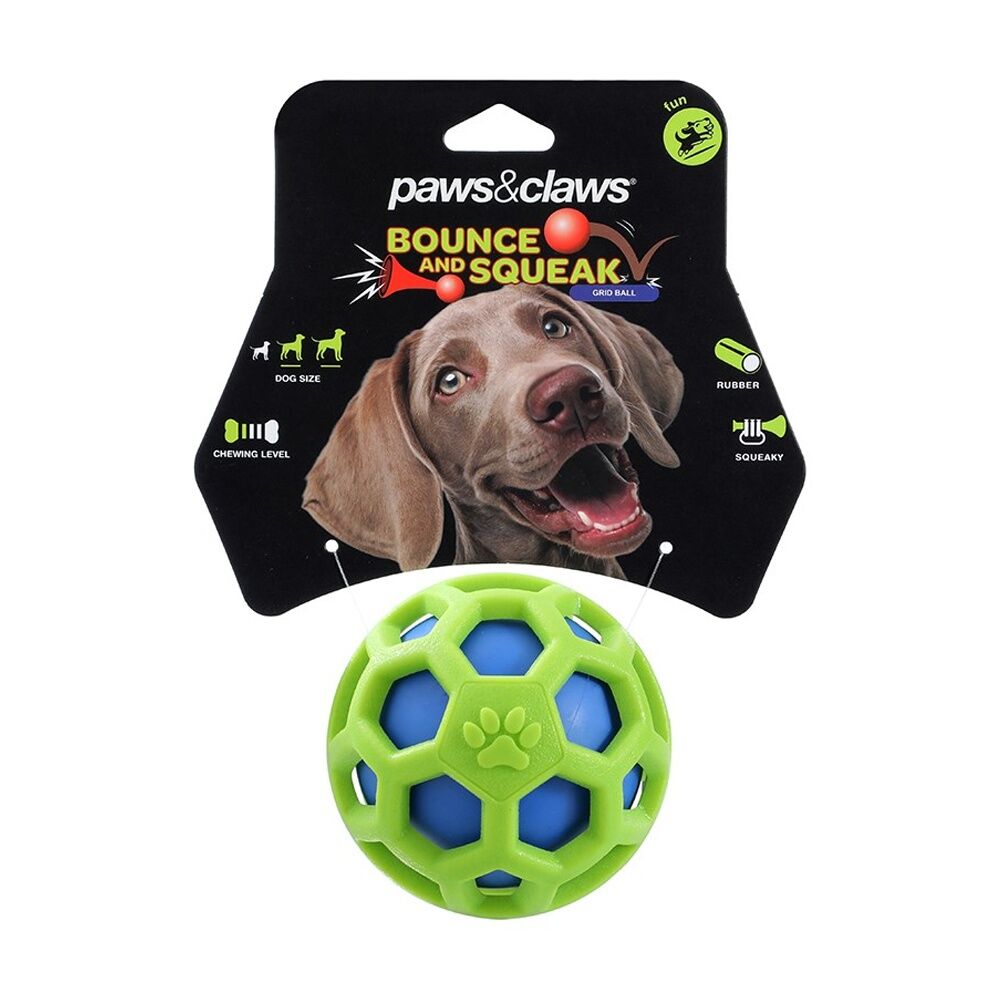 Paws and Claws TPR Cage Ball w/ Squeaker Pet Dog Fetch/Chase Toy 9cm Assorted (6 Pack) — image 2