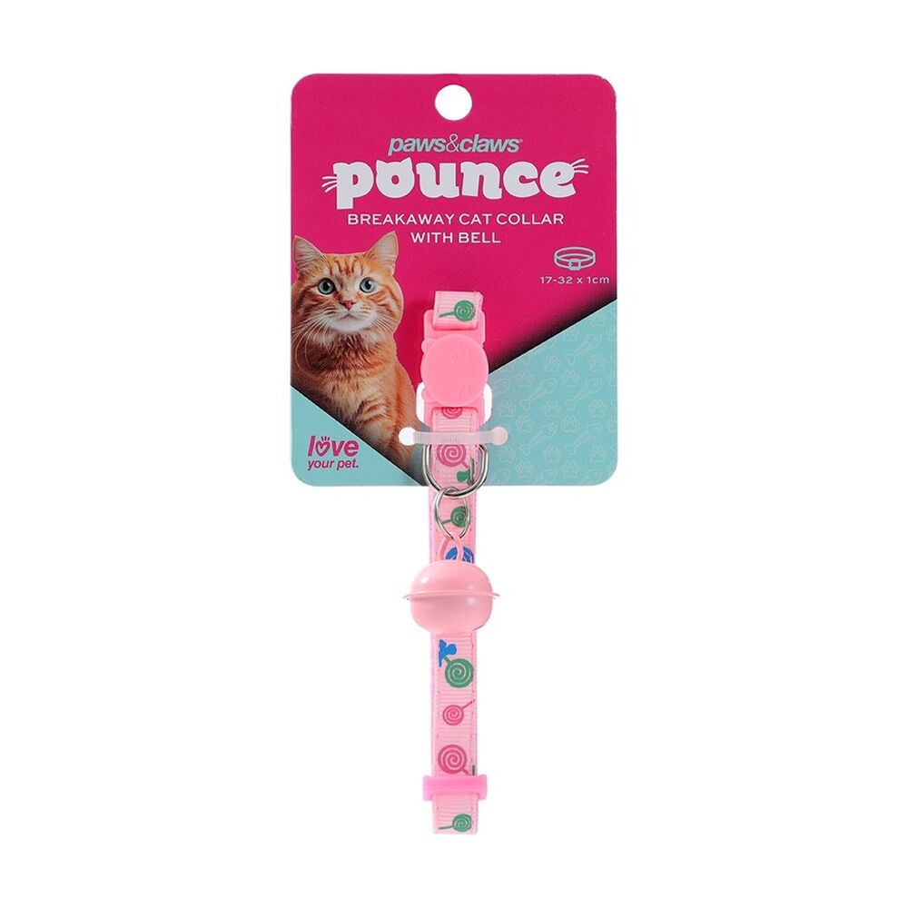 Paws and Claws Assorted Breakaway Cat Bell Collar Lollipop Print 17-32cm