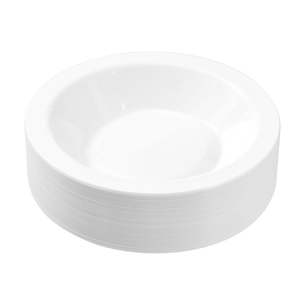 Lemon and Lime Reusable Plastic Food Serving Bowls Dinner Set White 18cm (50 Pieces) — image 3