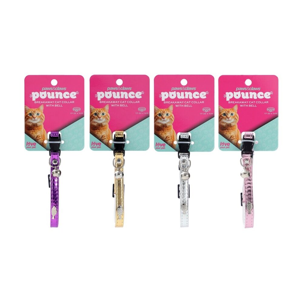 Paws and Claws Assorted Metallic Adjustable Breakaway Cat Bell Pet Collar — image 2