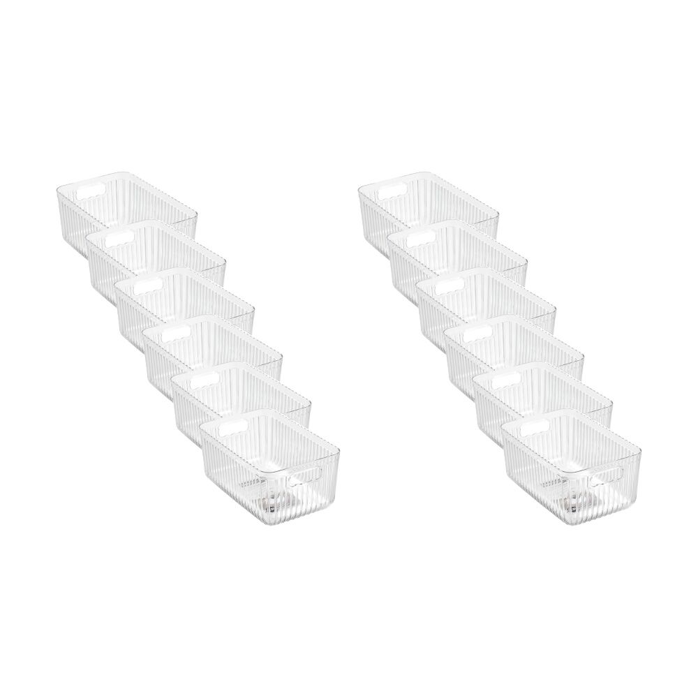 Boxsweden Crystal Ribbed Container 4.3L Storage w/ Handles Clear 26x17x12cm (12 Pack)