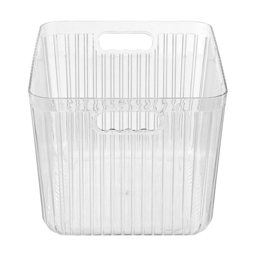 Boxsweden 36x27x22cm Clear Crystal Ribbed Container 17.5L Storage w/ Handles — image 2