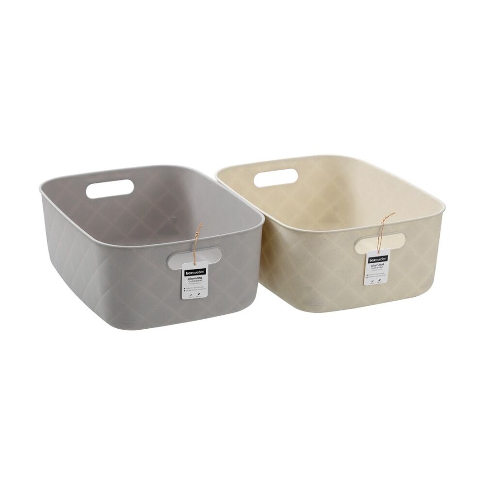Boxsweden Assorted Diamond Quilted Home Storage Basket Medium 37x28x14cm — image 2