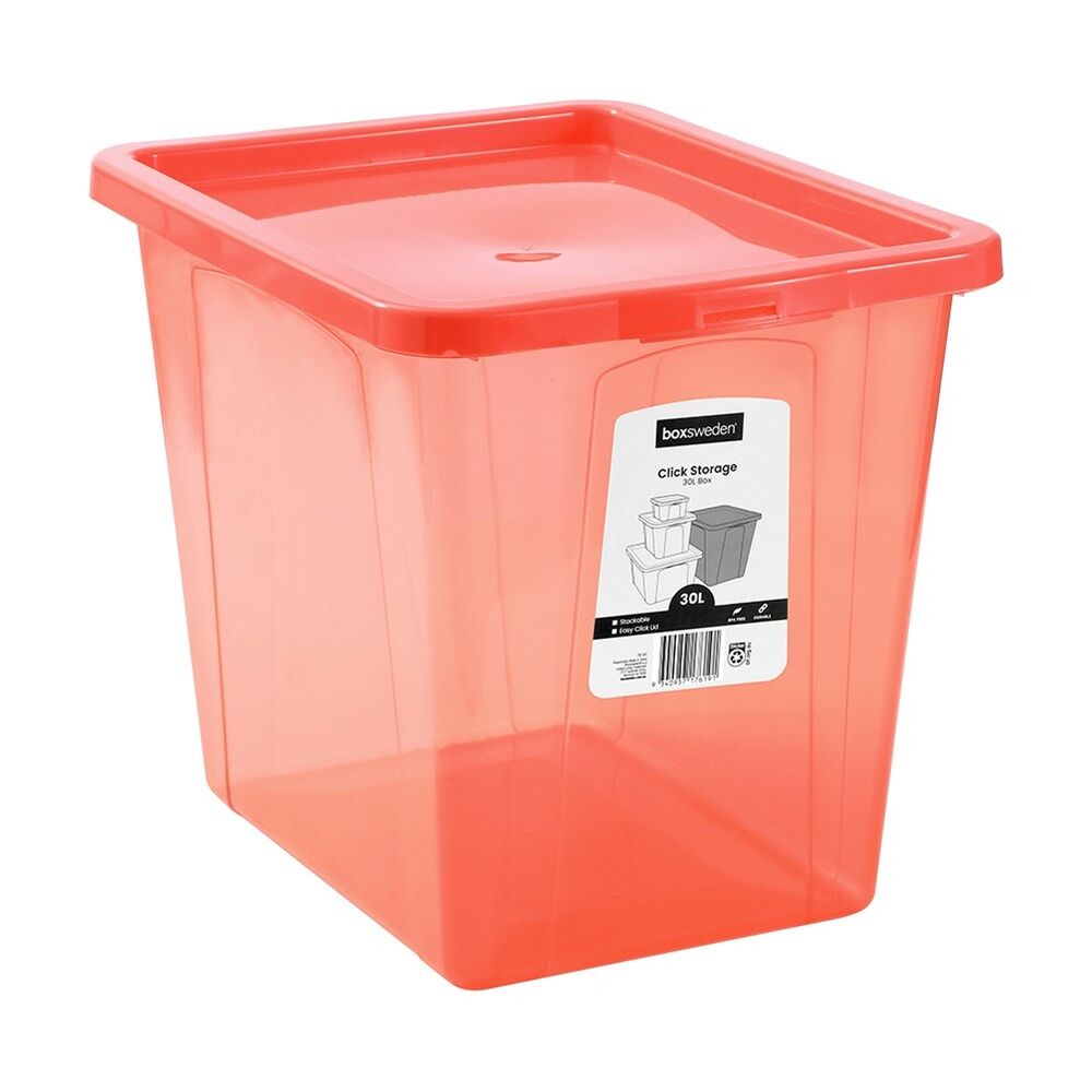 Boxsweden Assorted Click Stackable Organiser Storage Box 30L 43x33x34.5cm