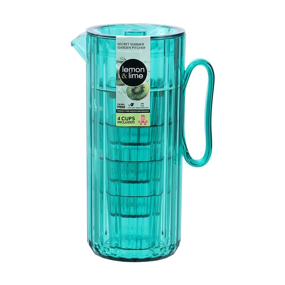 Lemon and Lime Secret Summer Garden Pitcher w/ 4 Cup Jug Set 1.9L/370ml Assorted (3 Pack) — image 9