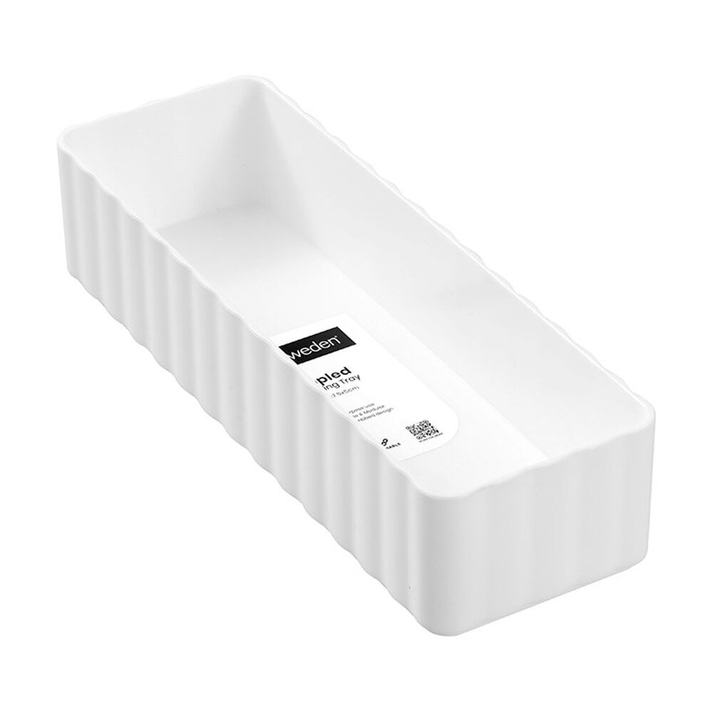 Boxsweden Assorted Rippled Stacking Tray Organiser Ribbed Storage 22.5x7.5x5cm